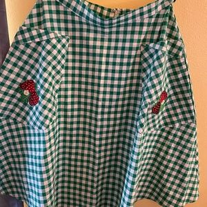 Collectif strawberry gingham skirt